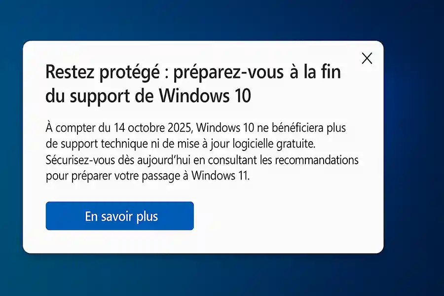Fin du support de Windows 10